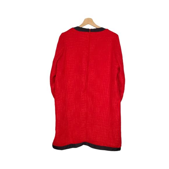 Tuckernuck Pomander Place Coco Tweed Bow Mini Dress Red Black Size Medium NEW - Picture 3 of 11